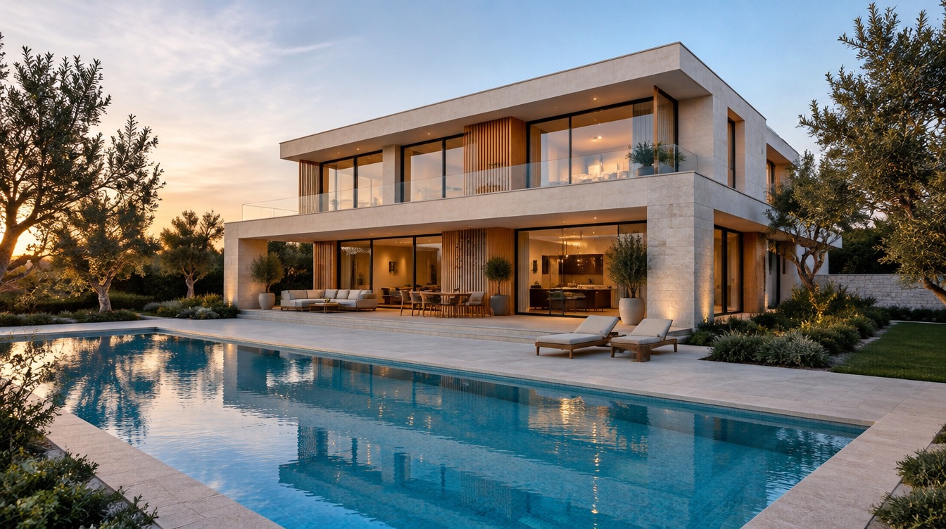 Source image of a contemporary villa with pool